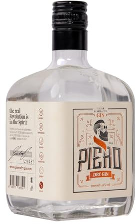 PIERO Dry Gin - Distillato Artigianale Unico e Ricercato con Botaniche Fresche Ideale per Aperitivi e Cocktails Perfetto per Amanti del Gin - 42% Vol 700 ml