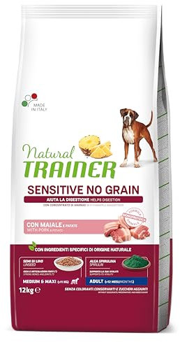 Natural Trainer Sensitive No Grain Cibo per Cani Adulti con Maiale - 12kg