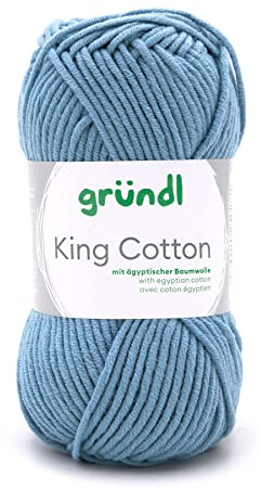 Gründl King Cotton 1 x 50 g, Jeans | weiches und voluminöses Strick- und Häkelgarn aus 55 % Polyacryl & 45 % Baumwolle 50 g / 78 m, Nadelstärke: 6 - 7, 50 g