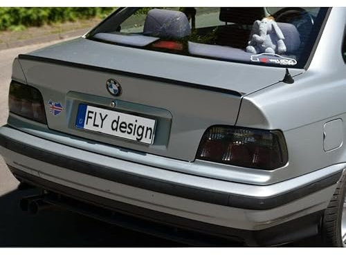 FLY DESIGN 77777800 Heckspoiler, Hecklippe, Spoilerlippe passend für BMW E36 Coupe 3er, Bj. 1990 bis 2000, flexibel, leicht, waschanlagenfest, viele verfügbare Farben (Arctissilber Met. (CC309))
