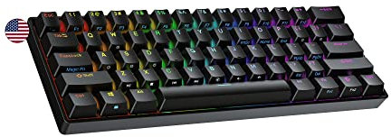 Ranked N60 Nova Tastiera da Gioco Meccanica Mini 60% | Hotwap Gaming Keyboard | 61 Tasti Retroilluminati LED RGB | Cavo USB | Per Mac, PC Windows | QWERTY Americano (Nero, Gateron Pro Red)
