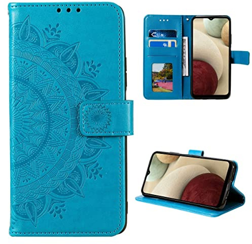 CoverKingz Handy Cover kompatibel mit Samsung Galaxy M53 5G - Handyschutz mit Kartenfach Klapphülle - Bookcase Hülle aufklappbar Motiv Mandala Blau