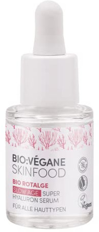 BIO:VÉGANE SKINFOOD Bio Rotalge Super Hyaluron Serum - Slow Age Hyaluronserum ohne Duftstoffe für intensive Feuchtigkeit - 15ml