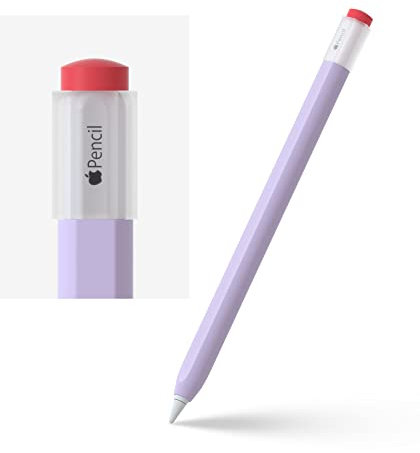 ELETIUO Silicone Case for Apple Pencil 2nd Generaion Cover,Protective Holder Grip Sleeve with Cap Accessories Compatible for iPad Pro 11 12.9 inch,Purple