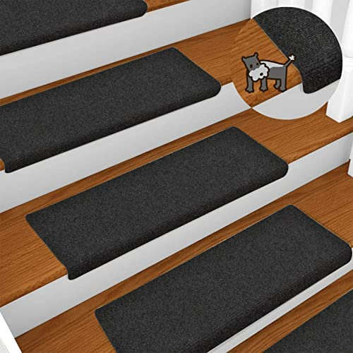 Lot de 15 Tapis de Sol antidérapants pour escaliers,Tapis en Rouleau de Polyester,marches d'escalier de StyleModerne pour escaliers intérieurs et extérieurs,Appartements,Personnes âgées(65x25cm noir)