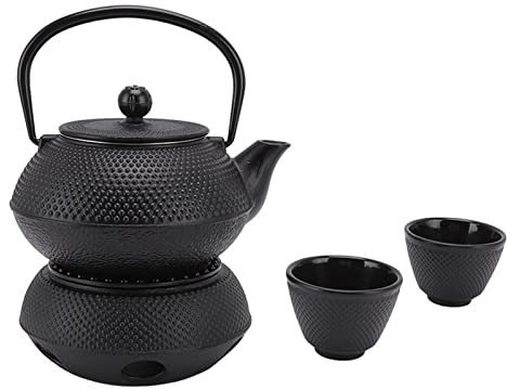 Natudeco Teapot Cast Iron Kettle Set 800ml Energy Saving Japanese Tea Kettle Highly Durable Luxurious Cast Iron Teapot with 2 Cups and Mat Warmer Cups Strainer