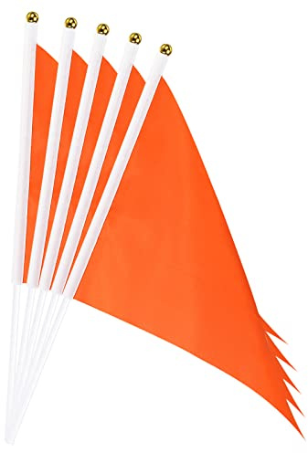 sourcing map 40 Stück Flaggenstock Handgehaltene 8.2 Zoll x 5.5 Zoll Orange | Kleine Mini DIY Flagge, Dreieck, für Festivals Veranstaltungen Feiern