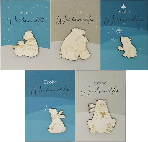 Woodland Mail 15 Weihnachtskarten mit niedlichen Eisbären aus Holz auf der Vorderseite (15 Karten)