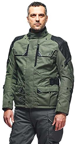 Dainese - Ladakh 3L D-Dry Jacket, Waterproof Motorcycle Touring Jacket, Protections On Shoulders And Elbows, 4 Seasons, Motorcycle Jacket For Men, Military Green/Black, 50