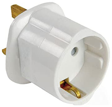 Adaptador Enchufe Europeo a UK - TALENTEC - Blanco - Tipo C a Tipo G - Viaje y Hogar