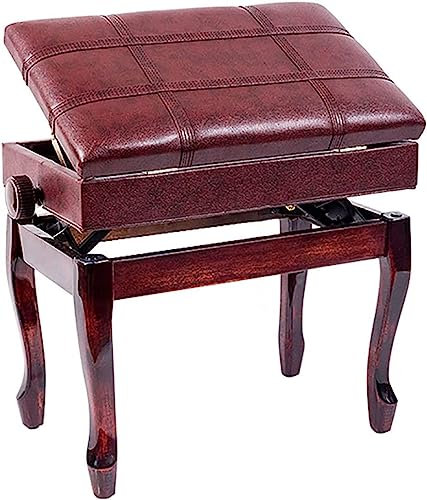 Klavierhocker Schminktisch Hocker Solo Keyboard Hocker Hydraulisches Heben Langlebige Tastaturbank mit Massivholzstruktur und Aufbewahrungsbox 55 x 34 x 47-57 cm (Farbe: Mahagoni)