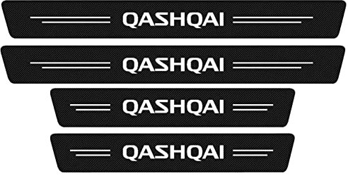4Pcs Car Door Sill Protector Strips for NIS-san Qashqai, Self-Adhesive Anti Scratch Carbon Fiber Threshold Edge Entry Guard Stickers Interior Styling Accessories,White