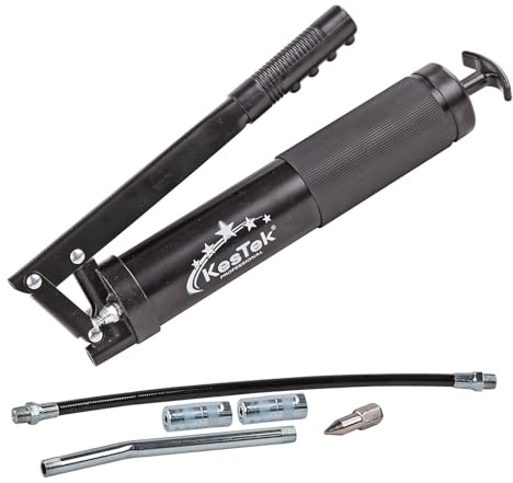 Kestek Handhebel Fettpresse Profi HFP400 - Mit Zubehör, ideal für präzises und effizientes Schmieren von Maschinen, Fahrzeugen und Geräten