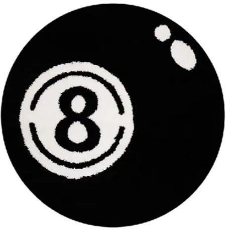 EXQUILEG 8 Ball Billard Teppich，Schwarz Kreis Teppiche für Wohnzimmer，Wohnzimmer Flurde Badezimmer,Für Schlafzimmer, Laufbänder The Carpet,rutschfeste Teppich (60cm)