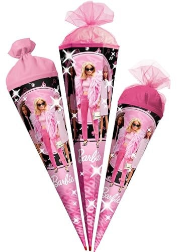 Schultüte - Barbie - 35-85 cm - Größe wählbar - Holzspitze wählbar - Zuckertüte - Tüll - oder Filzabschluß - eckig/rund - klein & groß - Geschenktüte - Sc..