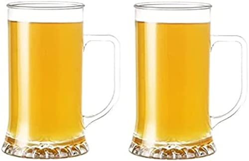 Glass Beer Tankards Glass Beer Stein,Traditional Beer Mug Set Beer Mugs with Handles Freezable Beer Glasses Beer Mug Set of 2-20 Ounces Pint Mug Beer Stein