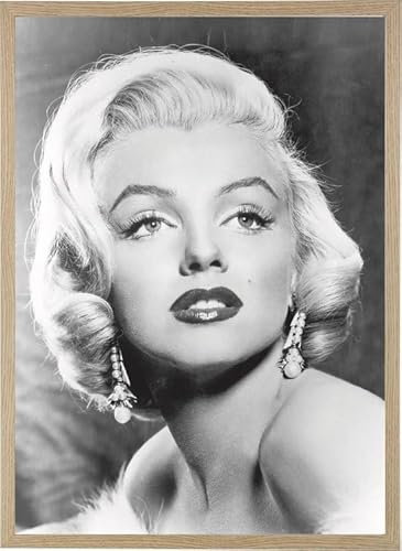 Esque - Poster In Holzrahmen - Marilyn Monroe - Schwarz/Weiß - Large 70x50 cm - Vintage - Movie