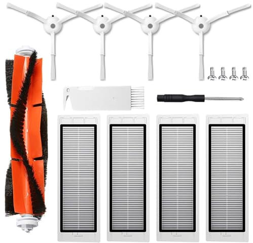 UPUPDAY Kit di Accessori per Xiaomi Roborock S5 Max S6 S60 S65 S5 S50 S51 S55, Ricambio per Roborock S5 Max S6 Pure S6 Max S6 MaxV, 4 Filtri HEPA, 4 Spazzole Laterali con viti, 1 Spazzola Principale