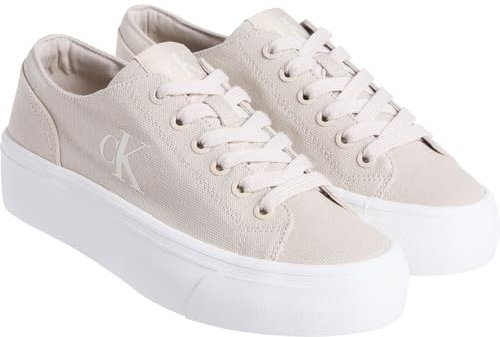 Calvin Klein Femme Vulc Flatform Low CV MG Yw0Yw01763 Bas, Beige (Eggshell/Creamy White), 36 EU