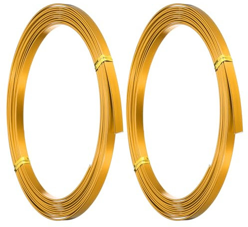 PATIKIL 18 Calibro 5mm Filo Piatto Alluminio, 10 Ft Filo Piatto Flessibile Cornice Piatta, Maschere per Viso, Filo Artigianale Morbido per Avvolgimento Cavi Cornice Resina, Oro