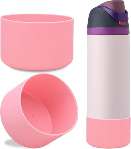 HiGropcore 2PCS Silicone Water Bottle Boot for Owala 24oz 32oz 40oz,Anti-Slip Protective Sleeve Bottom Bumper Protector for FreeSip, Twist, and Flip Water Bottles (Pink)