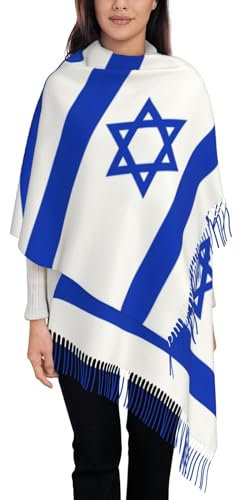 OKFSTY Kaschmirschal mit israelischer Flagge, Schal für Damen, Kaschmir-Halstuch, Winterschal, klassisch, warm, Schwarz , Einheitsgröße