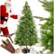 tectake® Künstlicher Weihnachtsbaum, 180 cm, Weihnachtsbaum mit Spritzguss- und PVC-Nadeln, naturgetreu, beschneite biegbare Tannenzweige, Weihnachtsbaum künstlich mit Holzständer als Weihnachtsdeko