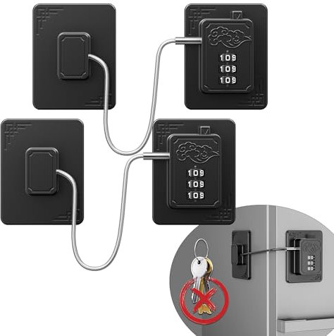 Lexng 2 Pack Refrigerator Locks with 3 Digit Code, Easy Install Fridge Lock Combination, Premium Freezer Lock, Child Proof Cabinet Locks for Refrigerators, Drawers, Closets, Windows (Black)