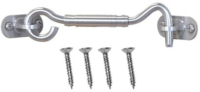 Chiusura for porta scorrevole del fienile for chiudere il fienile Gancio resistente in acciaio inossidabile e chiusura a occhiello con vite Nero/Argento 1 pezzo 4 pollici(Silver)