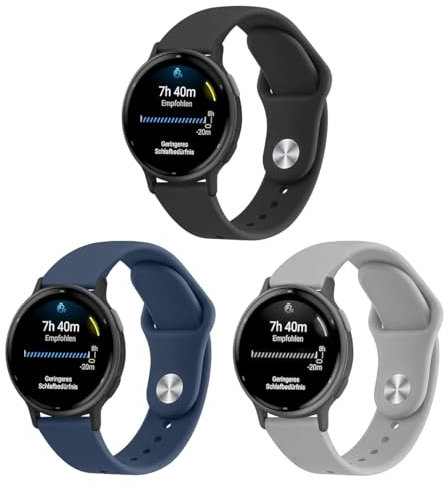 Gittos 20mm Armband für Garmin Vivoactive 5/3, Garmin Forerunner 55/158/165/245/645 Music, Garmin Vivomove 3/HR/Style/Luxe/Venu Sq 2 20mm Silikon Armbänder Sport Verstellbares Ersatz Uhrenarmband