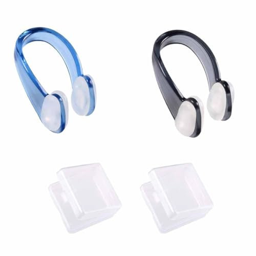 2 Pack Silicone Nose Clips - Waterproof Swim Nose Grip for Kids, Adults - Unisex Swimming Nose Protectors, Nose Plugs for Swimming Kids, Nose Clips Swimming Kids, Kids Nose Clip for Swimming - Black &