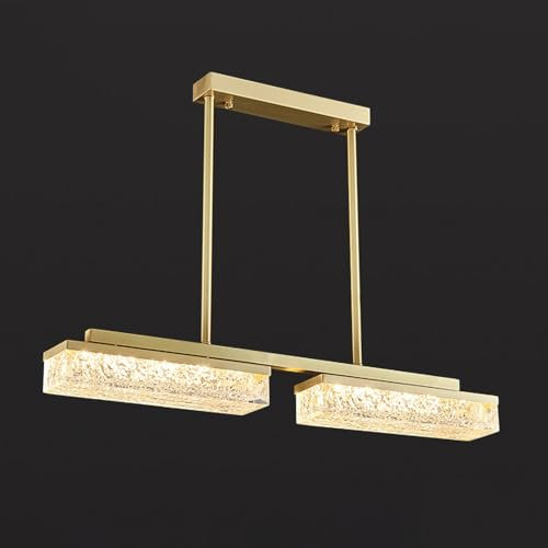 Jadssox Lampada a sospensione a led per sala da pranzo, lampada a isola per cucina, lampada a sospensione dimmerabile con telecomando, lampada a sospensione moderna in ottone, lampada a sospensione in