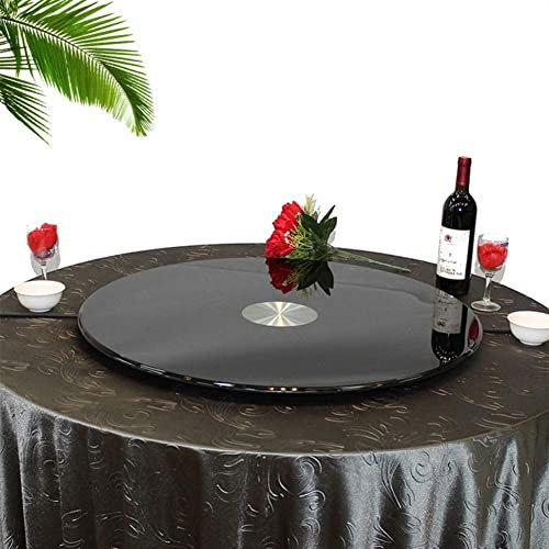 DONGGANSHI Plateau de Service Rotatif 60-120 cm Plateau tournant Rond en Verre trempé Plateau Rotatif Noir pour Table à Manger de Cuisine (Taille : 90 cm)
