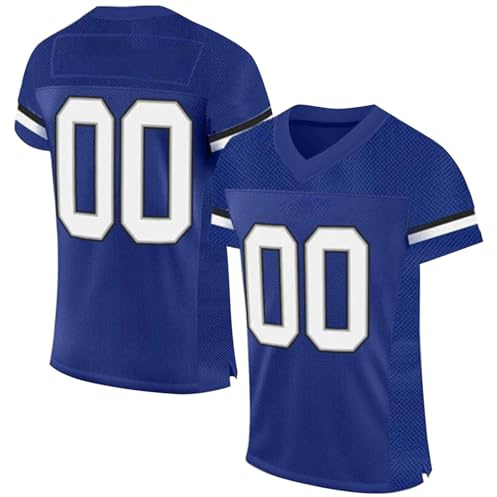 Maillot de football américain personnalisé, imprimé/brodé, avec nom, numéro de pratique, en jersey, pour fête hip-hop, pour homme, femme, enfant, bleu clair, 5XL