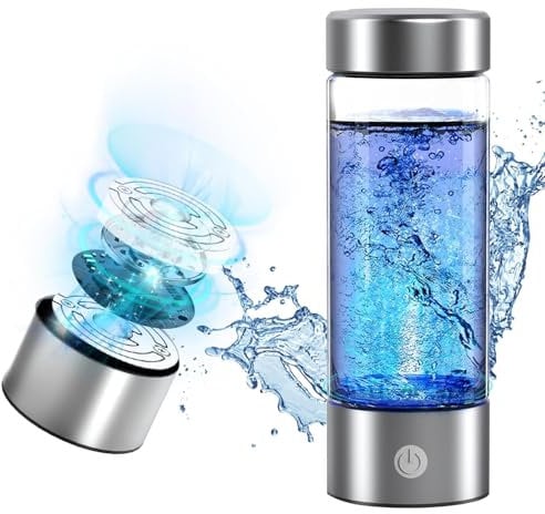 Hydrogen Water Bottle 2025, Hydrogen Water Bottle Generator Echo Go Water Ionizer, Portable Ion Hydrogenated Water Machine Glass Cup, Improve Water in 3 Min for Home, Office, Travel - Sliver