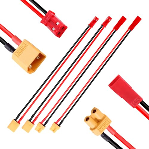 Lyeteung 4 Stücke Kabel Connector JST auf XT30, XT30 Stecker / Buchse auf JST Stecker / Buchse Adapter, mit 15cm 20AWG Silikonkabel, für RC LiPo Akku