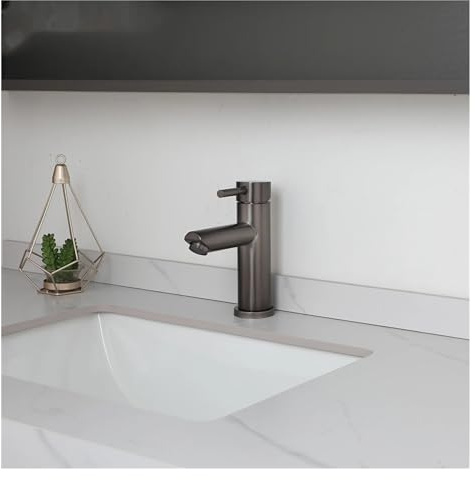 BODHIS Rubinetto per Bagno Grigio Canna di Fucile, monoforo, lavabo, lavabo da appoggio, Miscelatore in Ottone, Rubinetto per lavabo