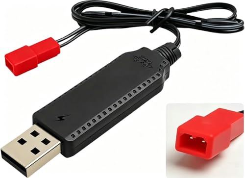 3.7V Chargeur USB RC Universel avec JST, Câble avec JST-2PIN,Compatible RC Coche/RC Avión/RC Tanque/RC Bateau Otros juguetes, USB Charge Câble,Lipo Batería Charge, Léger