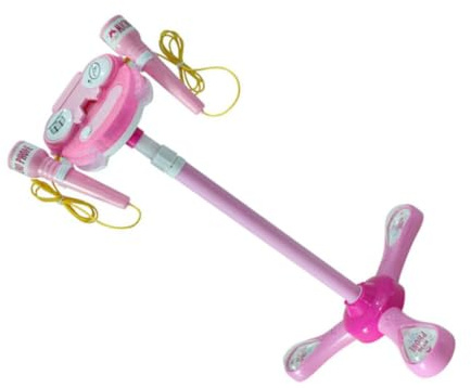Mipcase Microphone Musical Éveil Double Microphone Garçon Fille Rose sans Batterie Lumières Sons Applaudissements Amplification Compatible pour Fille Garçon