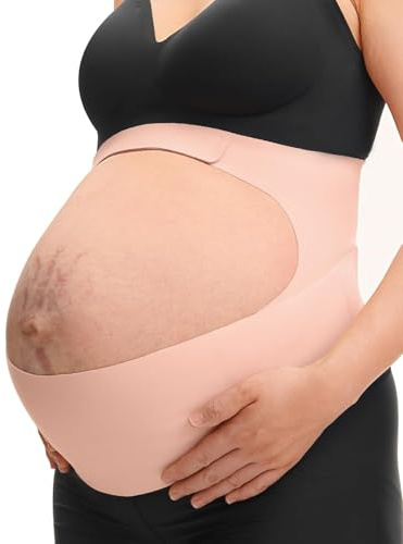 momcozy Ceinture de Grossesse Ergonomique CozySupport, Ceinture Grossesse Femme Enceinte en Tissu Respirant, Soutien du ventre, du dos et des lombaires, Discrète