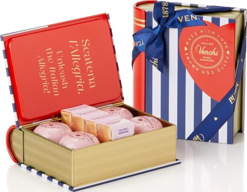 Venchi - Mini Libro con 8 Cioccolatini Assortiti, 105 Gr, Senza Glutine, Senza Coloranti e Conservanti, Idea Regalo Festa della Mamma