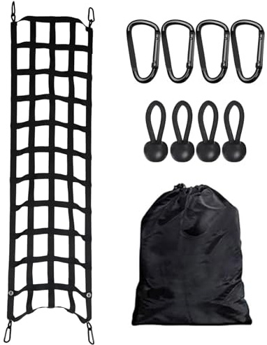 Ollanoos Robuste Ladefläche Netz 153 * 48cm, Universelles Gepäcknetz, LadefläChennetz für Pickup LKWs Trucks, Auto GepäCknetz Kofferraum