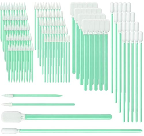 150Pcs Foam Cleaning Swabs Sticks, 4 Types Detailing Swabs Kit | 1 Polyester & 3 Foam Swab Sticks, Square,Pointed Tip Swab Sponge Stick for Inkjet Printer, Camera, Optical Lens and Equipment