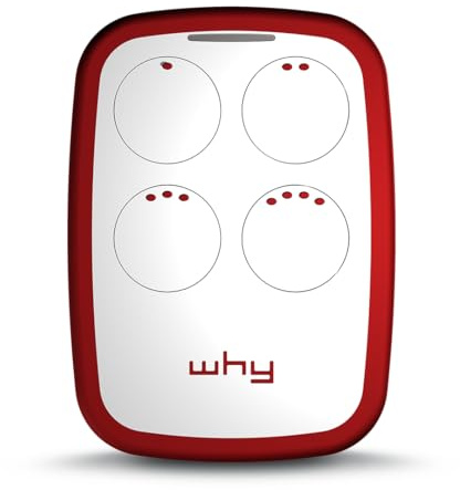 WHY EVO - Télécommande à 4 boutons universelle WHY EVO NOA Rouge Grenade - Réf : 4791020 - Multi-marques - 433/868 MHz - Code Fixe & Rolling Code + 1 Goodies DOMOBIP