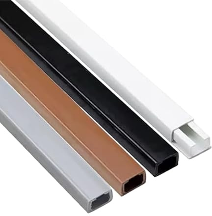 PVC Self-Adhesive Cable Trunking Conduit for Electric Wires - Easy Peel & Stick Wire Channel, Wall Mount Cable Management Tube for Home, Office (Grey, 12×7mm)
