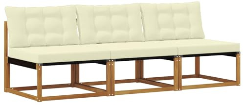 vidaXL 3 Stück Outdoor Mittelsofa Massivholz Akazie Natur, Balkonmöbel, moderner Outdoor-Stil, langlebiges Akazienholz-Loungeset für chillige Gartenmomente