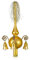 Lauschaer Glas Weihnachtsbaumspitze mit Glöckchen Gold matt, umsponnen L ca. 28cm d(Kugel) 7cm Christbaumschmuckspitze mundgeblasen,handdekoriert,Leonischer Draht