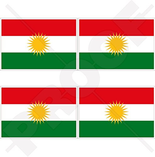 Aufkleber Kurdistan-Flagge Kurd Alaya Rengîn Kurdisch 50 mm Vinyl Stoßstange Helm Aufkleber x4