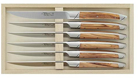 Le thiers 6872 Coffret 6 couteaux table par GOYON-CHAZEAU « Avantage » 23 cm, forgés à chaud, acier X46CR13, manche olivier.
