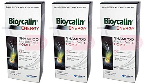 3 x Bioscalin Energy - kräftigendes Shampoo mit ATP und AJB, 200 ml, für Herren